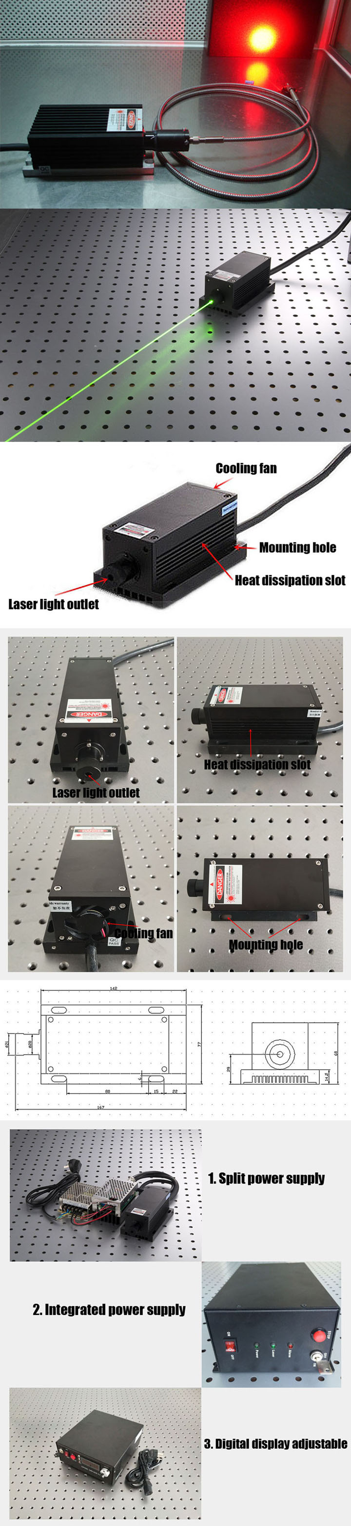 DPSS 532nm Groene Laser Module 800-3000 mW