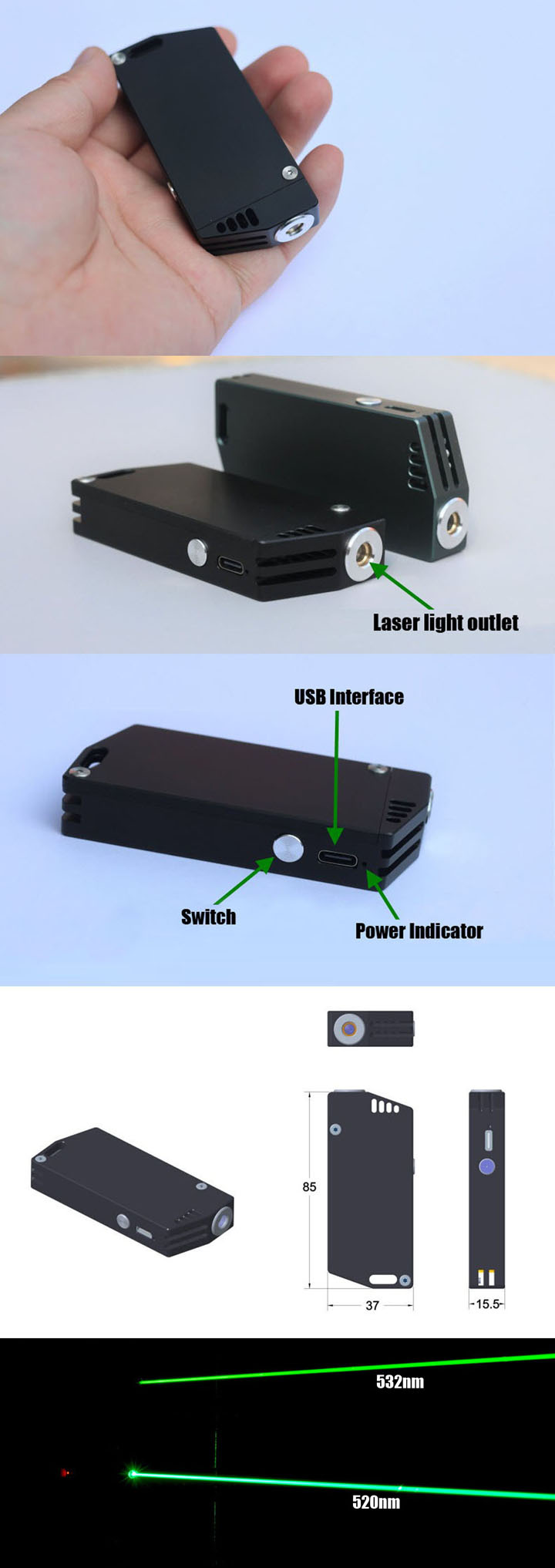 Groene Laserpen 500mW / 700mW 520nm